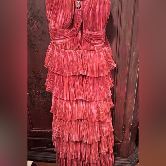 Hutch Simi Plisse’ Ruffle Ruched Sweetheart Strapless Gown - Picture 4 of 6